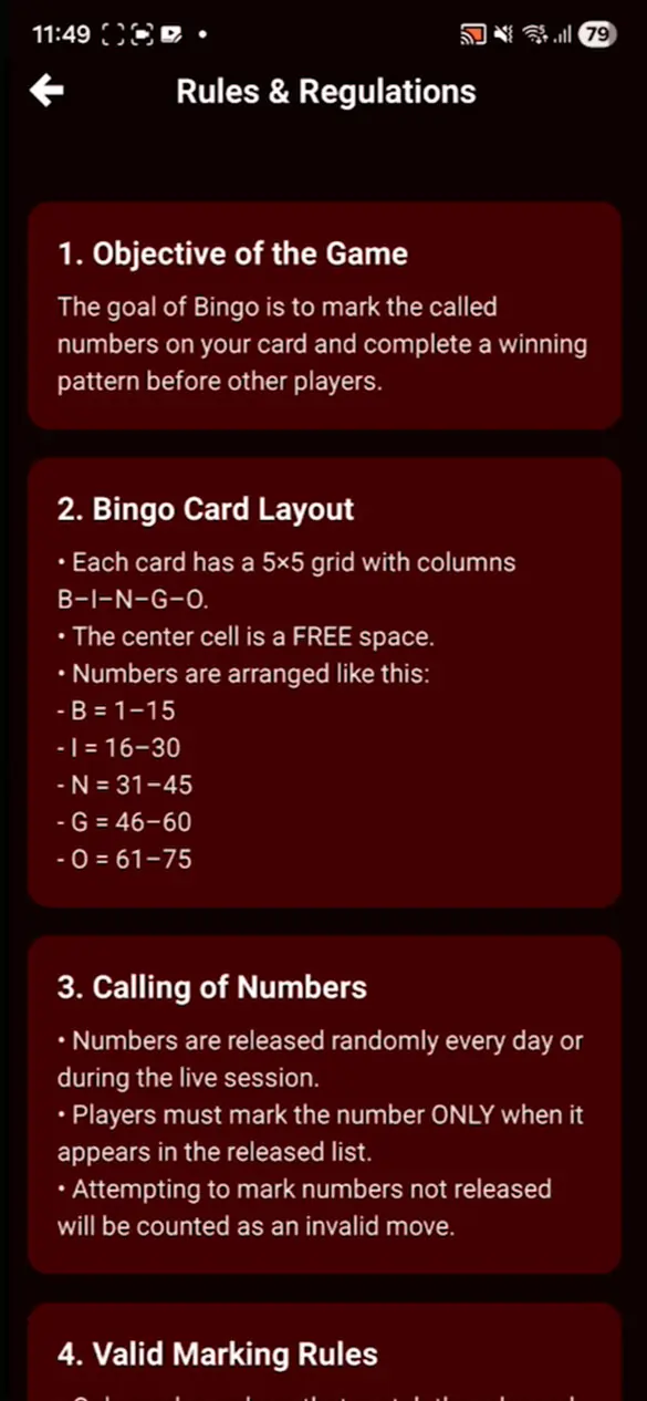 BingoGame Screen